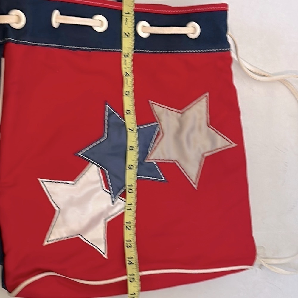 Red Star-Patterned Drawstring Bag EUC - Picture 15 of 16